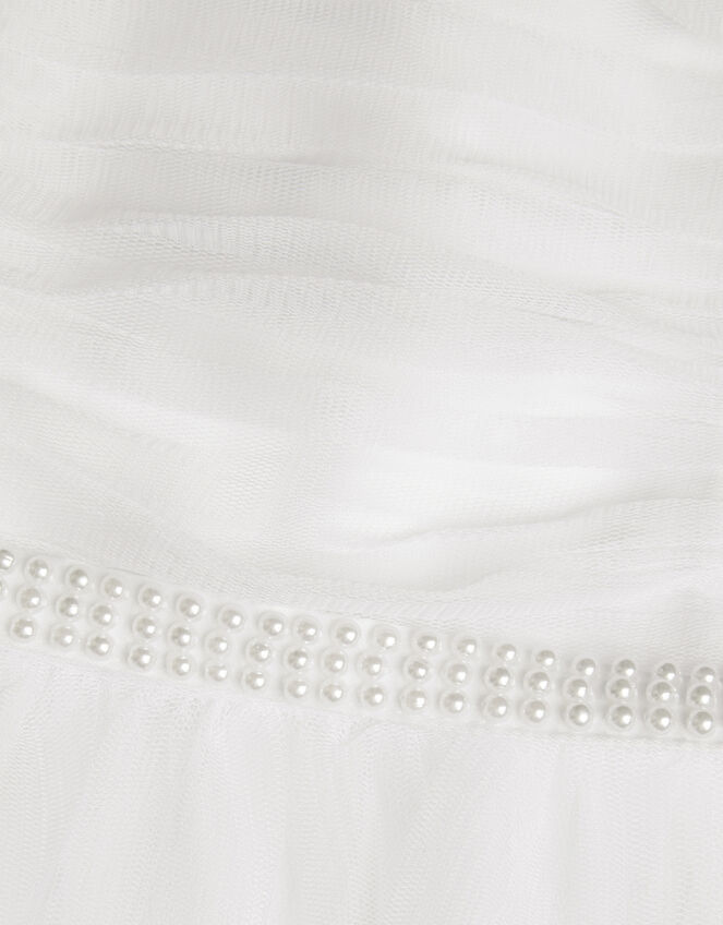 Fleur Pearly Tulle Communion Dress, White (WHITE), large