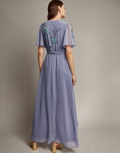 Sarah Floral Embellished Maxi Wrap Dress, MID BLUE, large