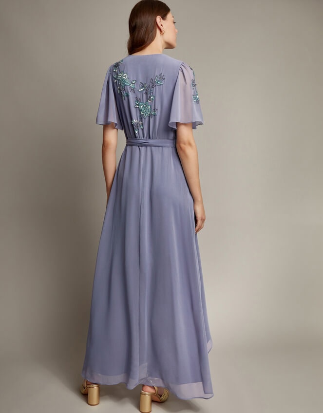 Sarah Floral Embellished Maxi Wrap Dress, MID BLUE, large