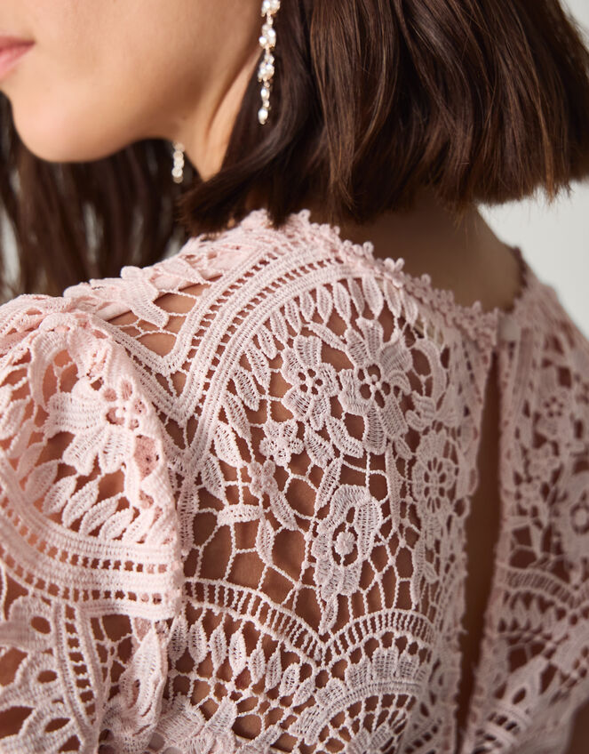 Monica Lace Midi Bridesmaid Dress Pink