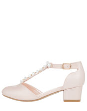 Phoebe Shimmer and Pearl T-Bar Shoes, Pink (PALE PINK), large