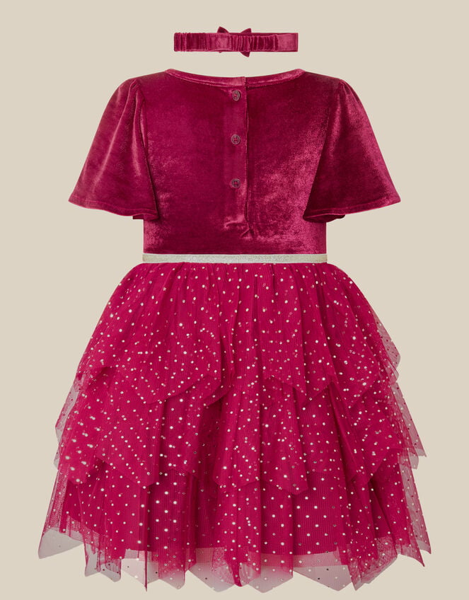 Baby Christmas Reindeer Mesh Dress & Headband Set, Red (BURGUNDY), large