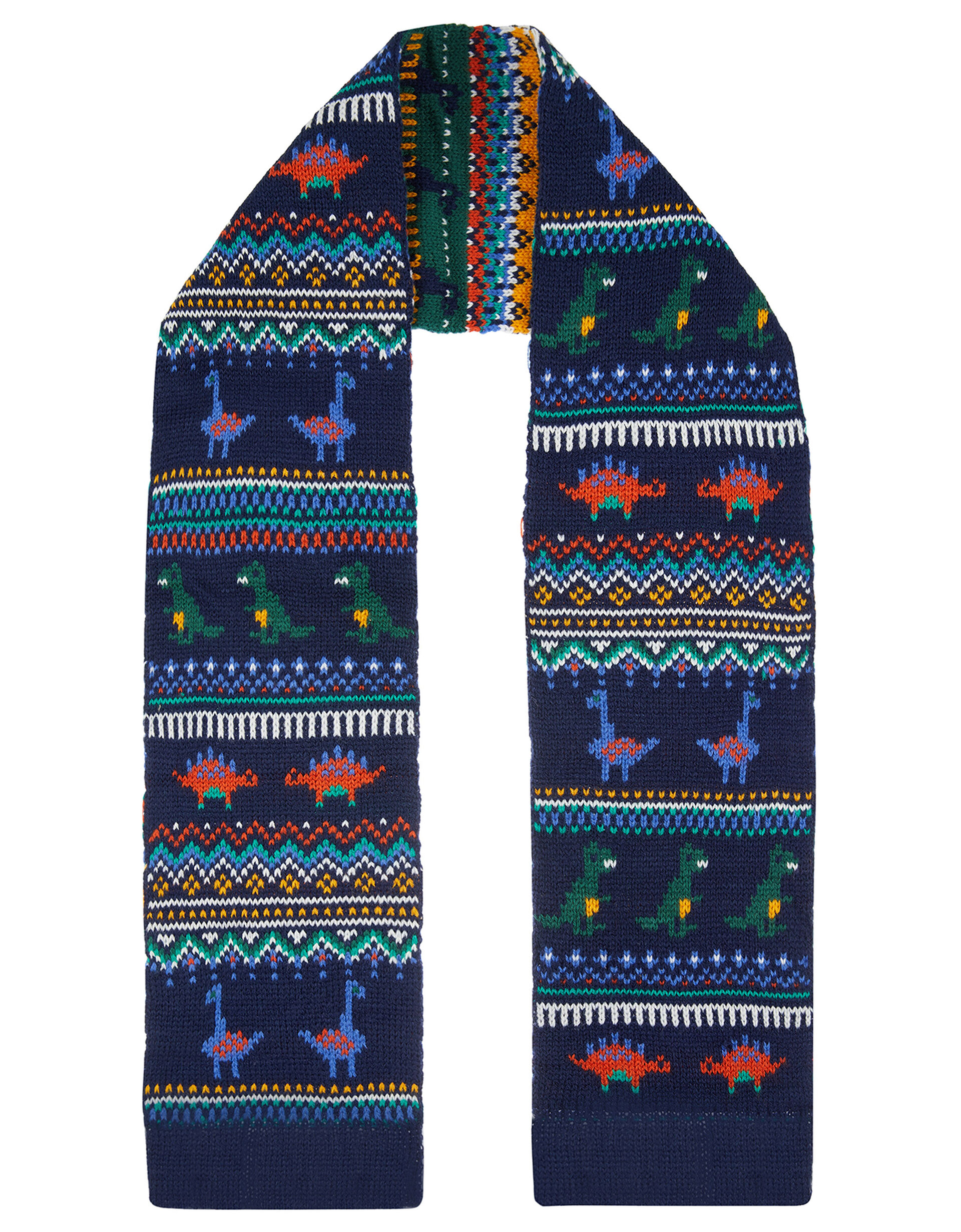 Dinosaur Fairisle Knit Scarf, , large
