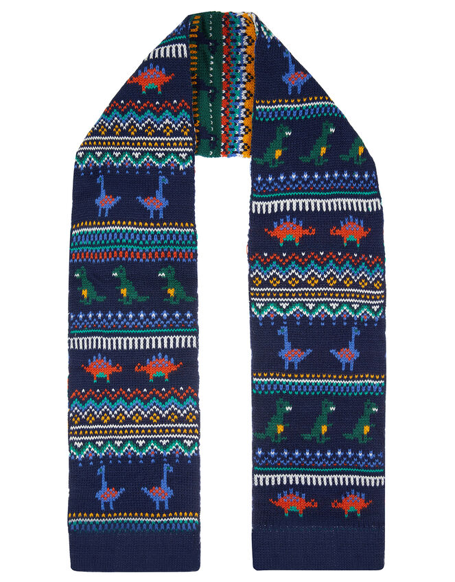 Dinosaur Fairisle Knit Scarf, , large