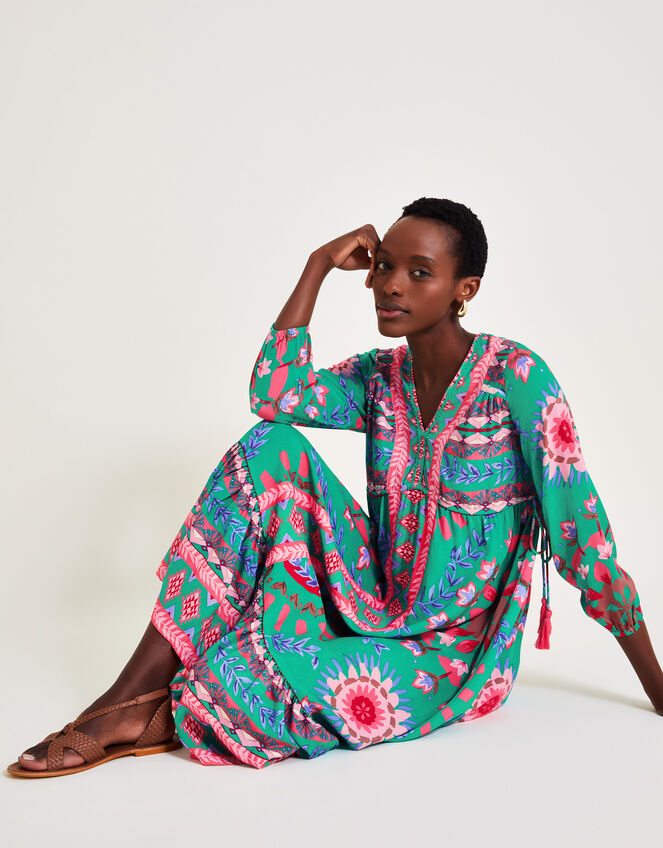 Saskia Floral Dress, Blue (TURQUOISE), large