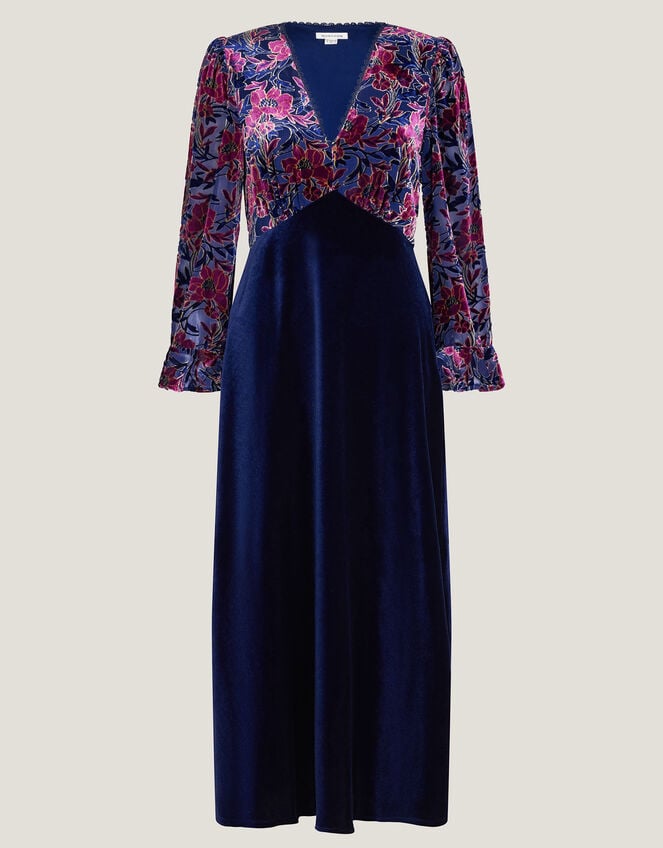 Milena Floral Devoré Velvet Midi Dress, Purple (PURPLE), large