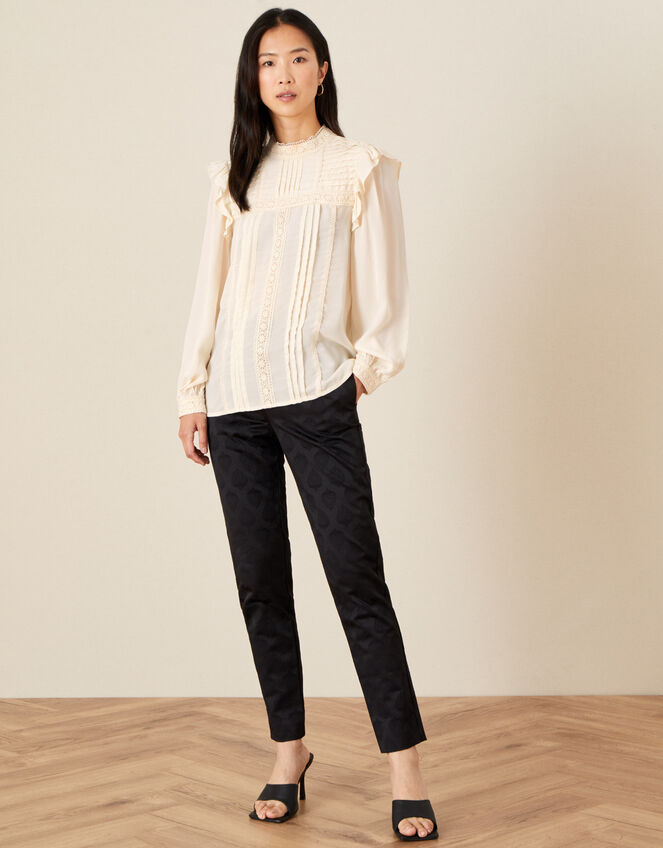 Victoriana Long Sleeve Blouse, Cream (CREAM), large