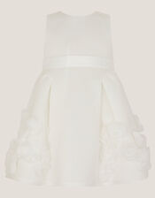 Baby Elouise Sleeveless Rose Appliqué Dress, Ivory (IVORY), large