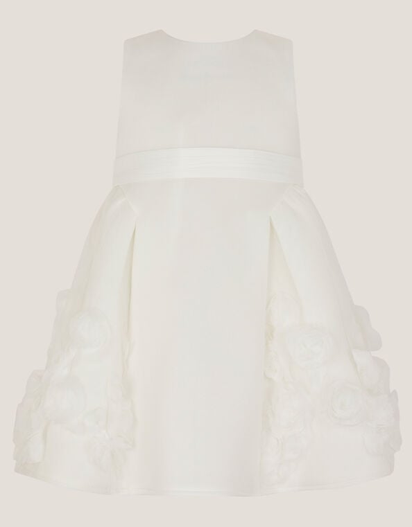 Baby Elouise Sleeveless Rose Appliqué Dress, Ivory (IVORY), large
