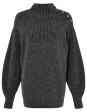 LOUNGE High Neck Knit Jumper , Grey (CHARCOAL), large