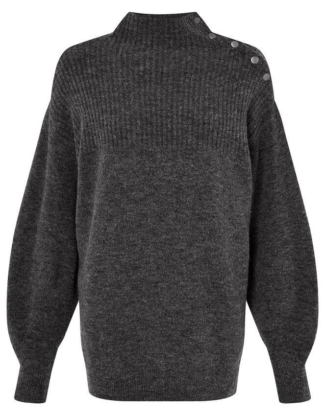 LOUNGE High Neck Knit Jumper , Grey (CHARCOAL), large