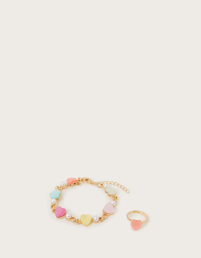 Pearly Heart Bracelet and Ring Set, , large