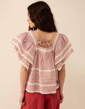 East Alina Printed Floral Lace Insert Top, Pink (PINK), large