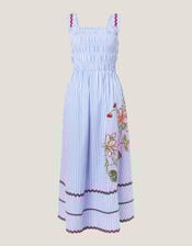 Sloane Floral Stripe Midi Dress, Blue (BLUE), large