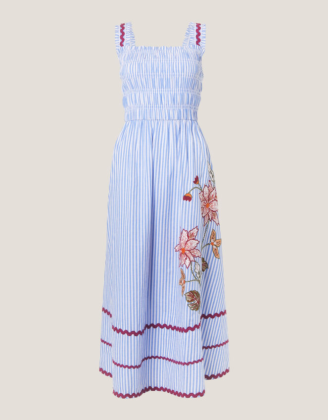 Sloane Floral Stripe Midi Dress, Blue (BLUE), large