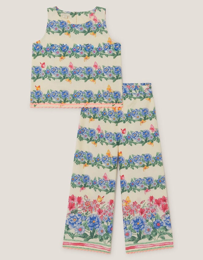 Clara Floral Print Top & Trouser Set, Ivory (IVORY), large