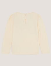 Organza Bow Long Sleeve Top, Cream (CREAM), large