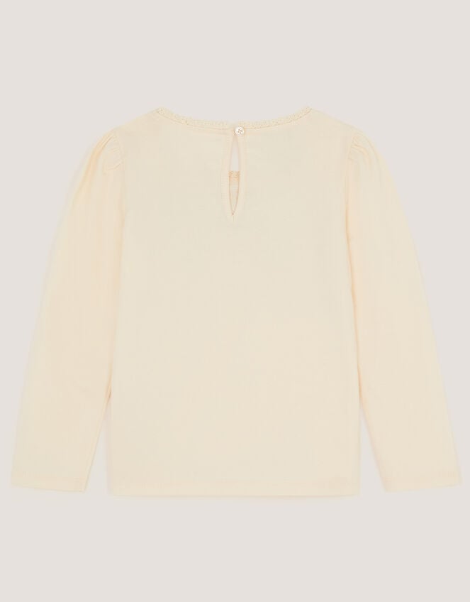 Organza Bow Long Sleeve Top, Cream (CREAM), large