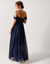 Evelyn Bardot Bridesmaid Dress, Blue (NAVY), large