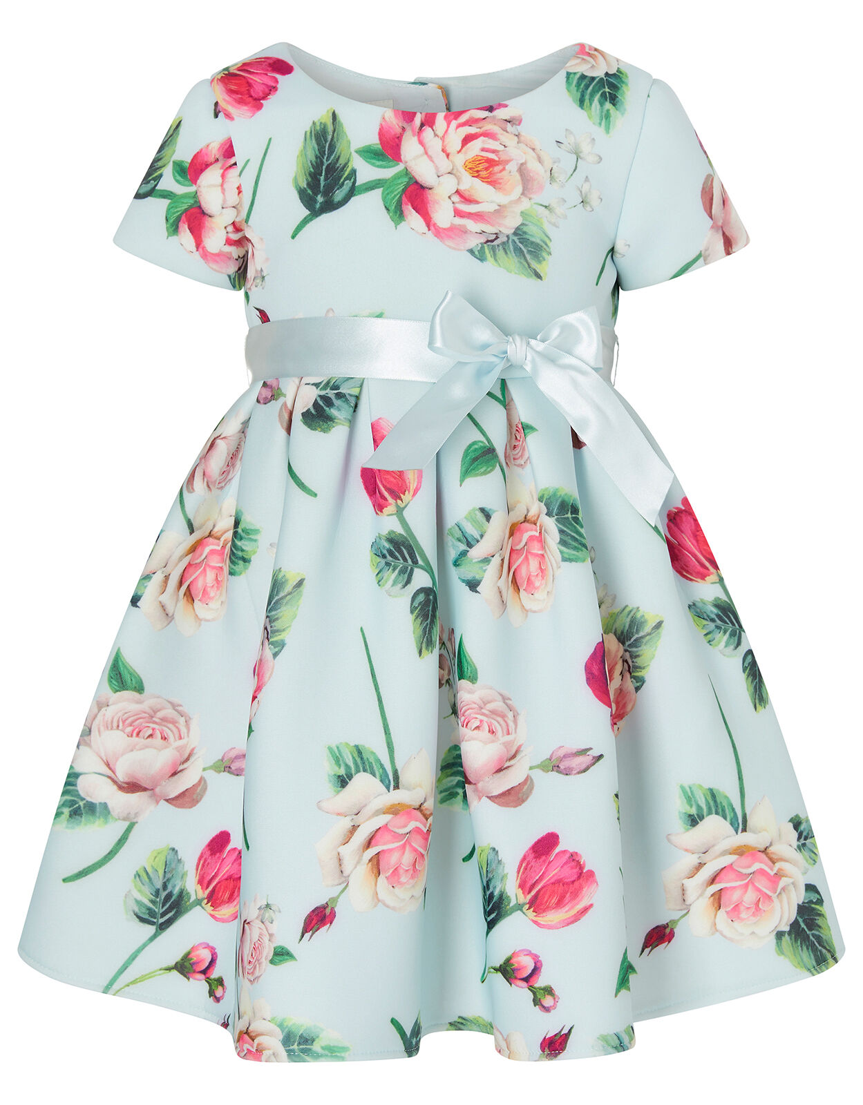 light blue dress with pink flowers