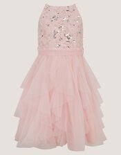 Gracie Embellished Waterfall Dress, Pink (PALE PINK), large