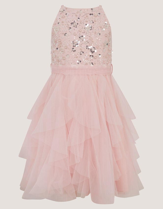 Gracie Embellished Waterfall Dress, Pink (PALE PINK), large
