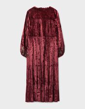 East Brogan Sequin Velvet Tiered Maxi Dress, Red (BERRY), large