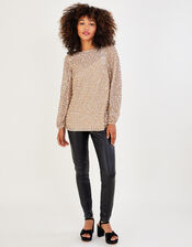 Keely Sequin Top in Recycled Polyester, Natural (CHAMPAGNE), large