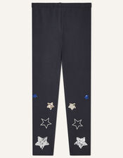 Star Print Leggings , Blue (NAVY), large