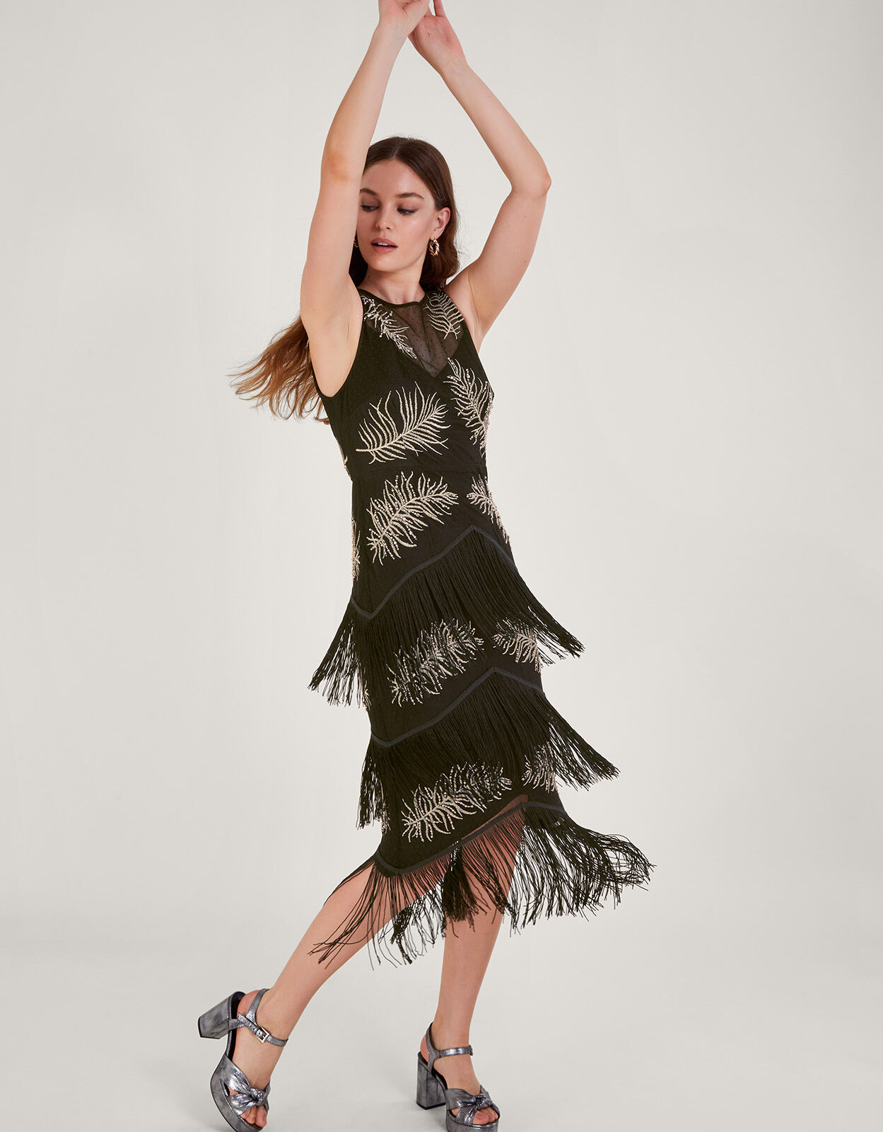 Fari Embellished Fringe Dress Black Evening Dresses Monsoon UK