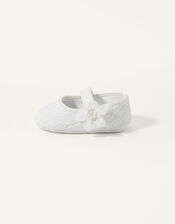 Lace Bow Booties, Ivory (IVORY), large