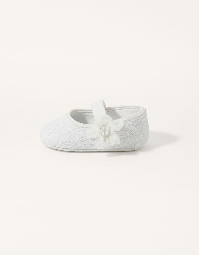 Lace Bow Booties, Ivory (IVORY), large