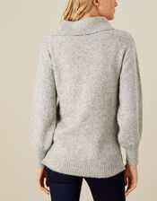 Serenity Split Neck Knit Jumper, Grey (GREY), large