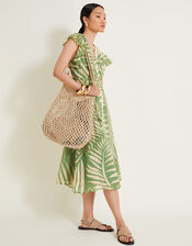 Parmella Print Ruffle Dress, Green (GREEN), large