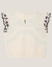 Embroidered Frill T-Shirt, Ivory (IVORY), large