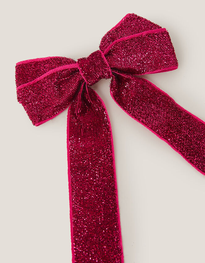 Long Sparkle Bow Hair Clip, , large