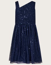 Abigail One Shoulder Prom Dress, Blue (NAVY), large