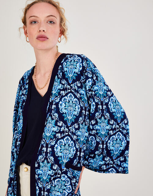 Printed Kimono, Blue (BLUE), large