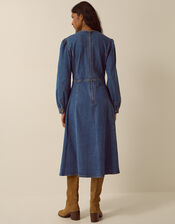 Military Denim Midi Dress , Blue (MID AUTHENTIC BLUE), large