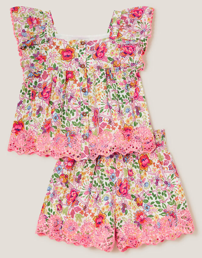 Floral Broderie Top and Shorts Set, Multi (MULTI), large