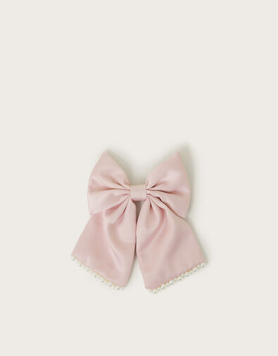 Pearl Bow Bridesmaid Hair Clip, Pink (PINK), large