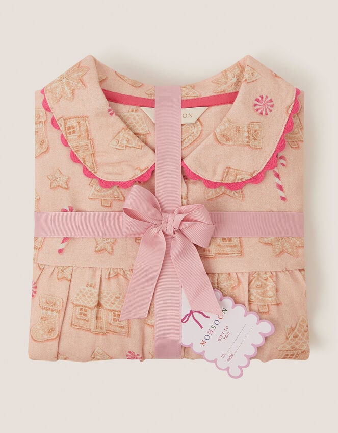 Gingerbread Print Long Christmas Pyjamas Set, Pink (PINK), large