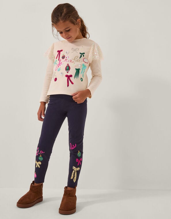 Christmas Sequin Leggings, Blue (NAVY), large