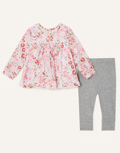 Newborn Bunny Floral Top and Leggings, Pink (PINK), large