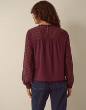 Diana Devor&eacute; Polka Dot Jersey Top, Red (BURGUNDY), large