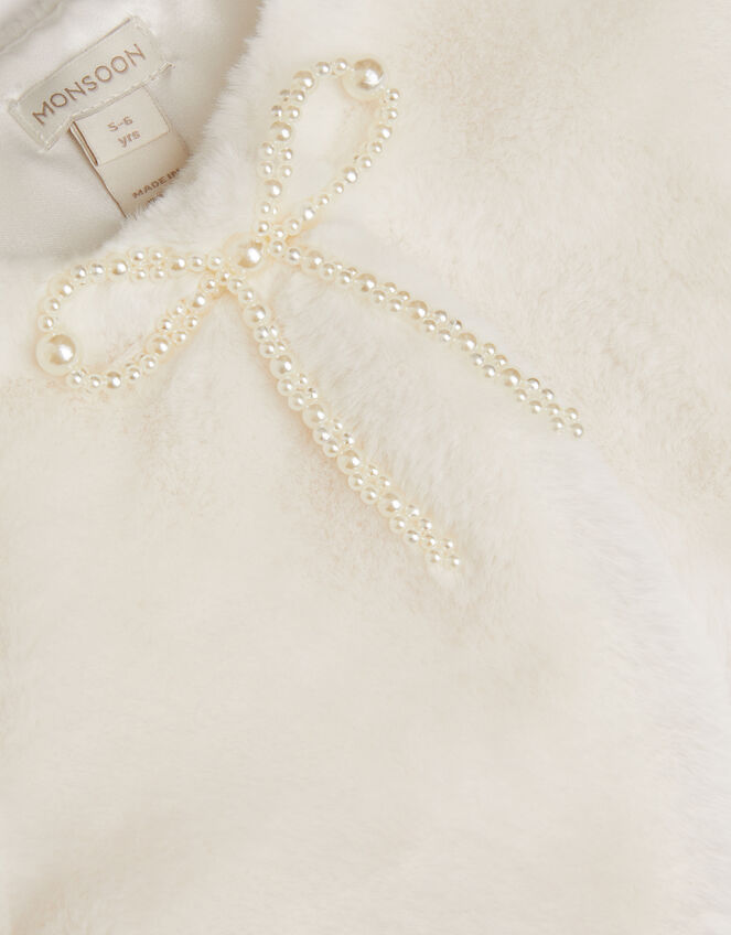 Marie Bow Faux Fur Shrug, Ivory (IVORY), large