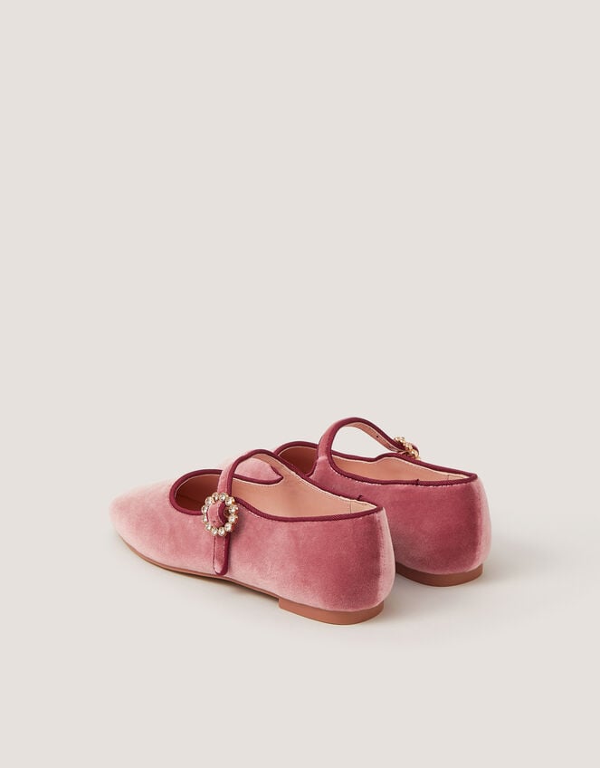 Velvet Mary Jane Ballet Flats, Pink (PINK), large