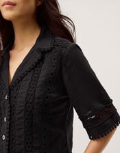Irina Lace Trim Shirt, Black (BLACK), large