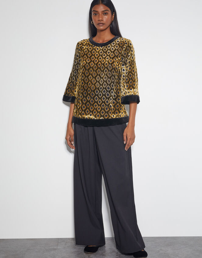 Jade Devoré Velvet Top, Brown (CHOCOLATE), large
