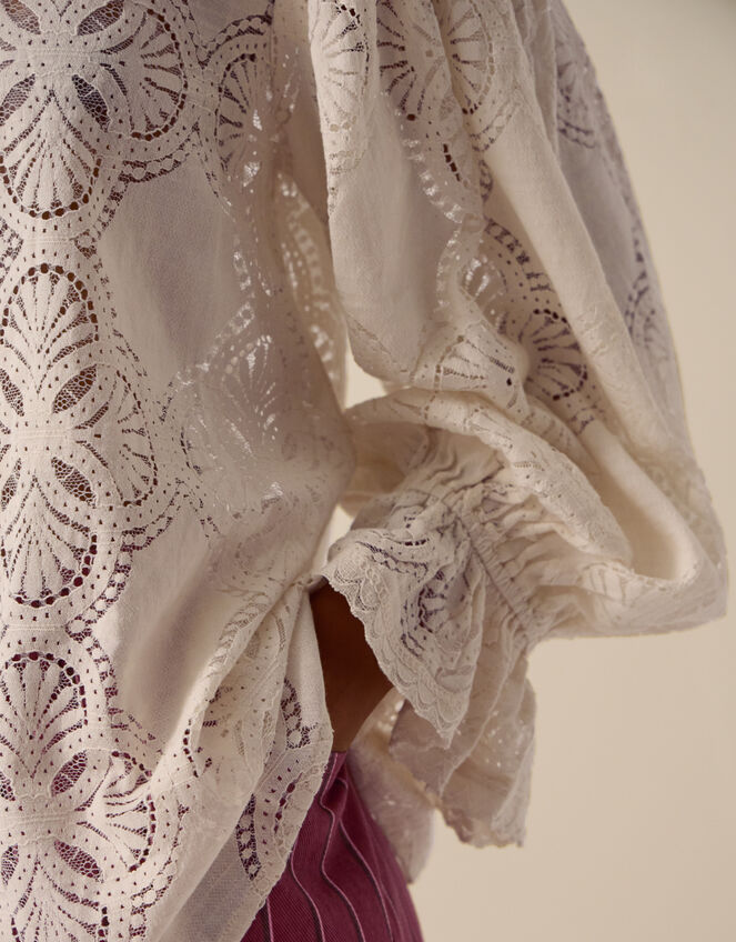 Imogen Lace Blouson Blouse, Ivory (IVORY), large
